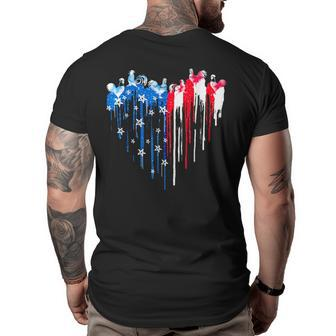 Chicken American Flag Heart Usa Patriotic Pride 4Th Of July Patriotic Funny Gifts Big and Tall Men Back Print T-shirt | Mazezy