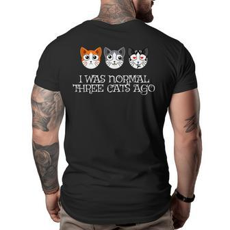 Crazy Cat Lady - Funny I Was Normal Three Cats Ago Big and Tall Men Back Print T-shirt | Mazezy