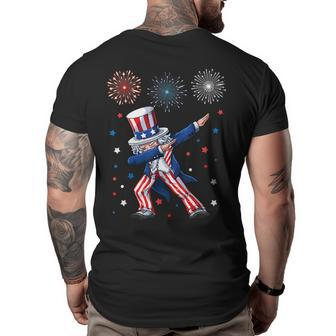 Dabbing Uncle Sam Fireworks 4Th Of July Funny Dab Dance Funny Gifts For Uncle Big and Tall Men Back Print T-shirt | Mazezy