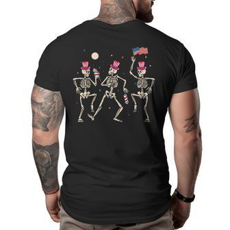 Dancing Skeleton 4Th Of July American Flag Skellies Dance Dancing Funny Gifts Big and Tall Men Back Print T-shirt | Mazezy