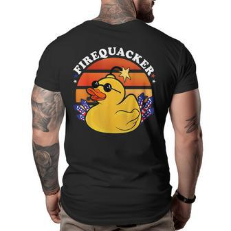 Firecracker Duck 4Th Of July Patriotic Day Usa Flag Funny Patriotic Funny Gifts Big and Tall Men Back Print T-shirt | Mazezy