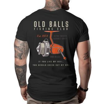 Funny 1973 Fishing Birthday Old Fart 50Th For Fisherman Big and Tall Men Back Print T-shirt | Mazezy