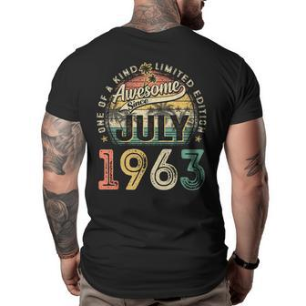 Funny 60 Year Old July 1963 Vintage Retro 60Th Birthday Gift 60Th Birthday Funny Gifts Big and Tall Men Back Print T-shirt | Mazezy
