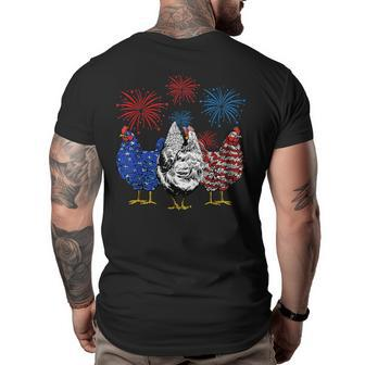 Funny Chickens American Flag Patriotic Farmer 4Th Of July Patriotic Funny Gifts Big and Tall Men Back Print T-shirt | Mazezy