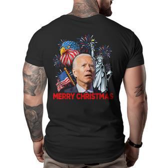 Funny Xmas Joe Biden Merry Christmas Funny 4Th Of July Big and Tall Men Back Print T-shirt | Mazezy CA