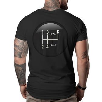 Gear Shift 1-2-3-4-County-Prison Muscle Car Big and Tall Men Back Print T-shirt | Mazezy