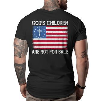 Gods Children Are Not For Sale Cross Jesus Vintage Us Flag Big and Tall Men Back Print T-shirt | Mazezy