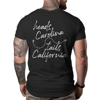 Heads Carolina Tail California Western Summer Beach Paradise California Gifts And Merchandise Funny Gifts Big and Tall Men Back Print T-shirt | Mazezy