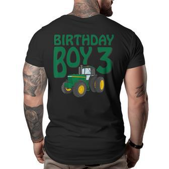 Kids 3Rd Birthday Green Farm Tractor | Three 3 Year Old Tractor Funny Gifts Big and Tall Men Back Print T-shirt | Mazezy