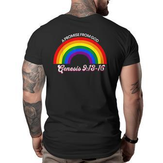Rainbow Pride Gods Promise Genesis 913 Christian Faith Faith Funny Gifts Big and Tall Men Back Print T-shirt | Mazezy