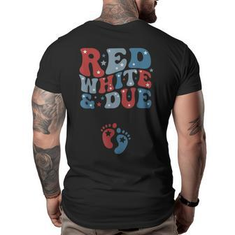 Red White And Due 4Th Of July Usa Baby Reveal American Mommy Mommy Funny Gifts Big and Tall Men Back Print T-shirt | Mazezy
