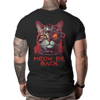 Retro 80S 90S Robot Cat Gifts Sci Fi Pun Funny Cat 90S Vintage Designs Funny Gifts Big and Tall Men Back Print T-shirt | Mazezy