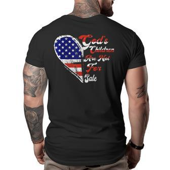 Retro Heart Gods Children Are Not For Sale American Flag Retro Gifts Big and Tall Men Back Print T-shirt | Mazezy