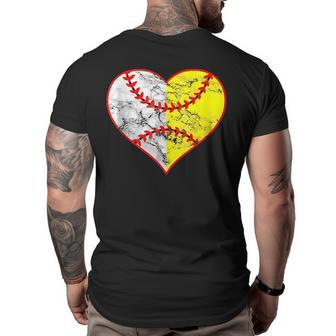 Softball Baseball Heart Mom Dad Women Mothers Day 2023 Gifts For Mom Funny Gifts Big and Tall Men Back Print T-shirt | Mazezy