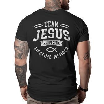 Team Jesus Christian Faith Religious Men Women Gifts Faith Funny Gifts Big and Tall Men Back Print T-shirt | Mazezy