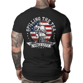 Us History Teacher Historian Spilling The Tea Since 1773 Gifts For Teacher Funny Gifts Big and Tall Men Back Print T-shirt | Mazezy