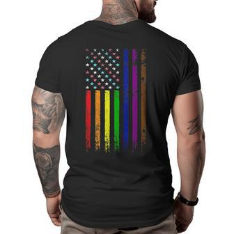 Usa Gay 4Th Of July American Flag | Patriotic Lgbt Pride Patriotic Funny Gifts Big and Tall Men Back Print T-shirt | Mazezy