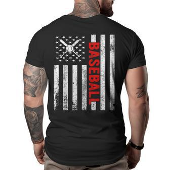 Vintage American Flag Baseball Men Boys Apparel Dad 4Th July Funny Gifts For Dad Big and Tall Men Back Print T-shirt | Mazezy