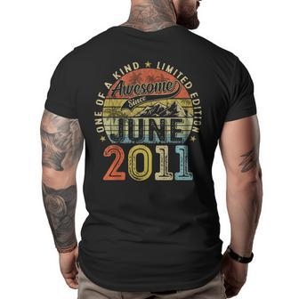 Vintage Awesome Since June 2011 12Th Birthday Gift For Women Big and Tall Men Back Print T-shirt | Mazezy