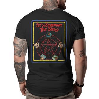 Vintage Horror Lets Summon The Devil Big and Tall Men Back Print T-shirt | Mazezy