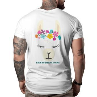 Kids Back To School Llama - Girls Kindergarten Grade 1 2 3 4 5 Gifts For Llama Lovers Funny Gifts Big and Tall Men Back Print T-shirt | Mazezy