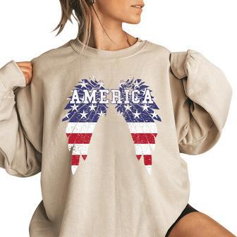 America Wings American Flag Patroit Pride 4Th Of July Usa Pride Month Funny Designs Funny Gifts Women Oversized Sweatshirt | Mazezy