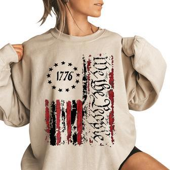 American Flag Patriotic 1776 We The People Usa Print On Back Usa Gifts Women Oversized Sweatshirt | Mazezy
