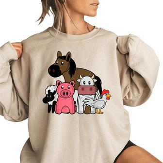 Farmer Animals Children | Cool Young Barn Animals Gift Young Funny Gifts Women Oversized Sweatshirt | Mazezy