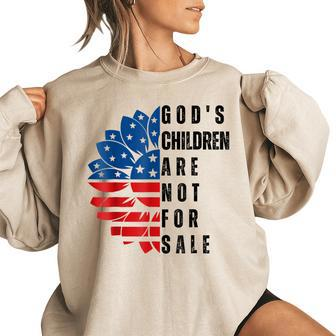 Gods Children Are Not For Sale Funny Women Oversized Sweatshirt | Mazezy