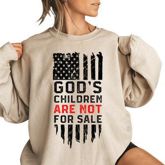 Gods Children Are Not For Sale Us American Flag Women Oversized Sweatshirt | Mazezy