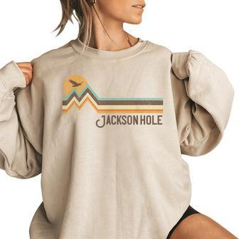 Jackson Hole Wyoming 70S 80S Retro Style Vintage Distressed Jackson Funny Gifts Women Oversized Sweatshirt | Mazezy