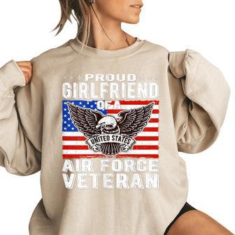 Proud Girlfriend Of Us Air Force Veteran Patriotic Military Veteran Funny Gifts Women Oversized Sweatshirt | Mazezy