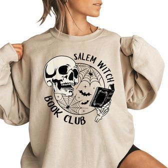 Retro Halloween Salem Witch Book Club Spooky Reading Teacher Gifts For Teacher Funny Gifts Women Oversized Sweatshirt | Mazezy