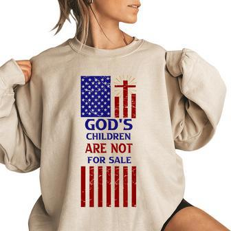 The Sounds Of Freedom Gods Children Are Not For Sale Flag Freedom Funny Gifts Women Oversized Sweatshirt | Mazezy