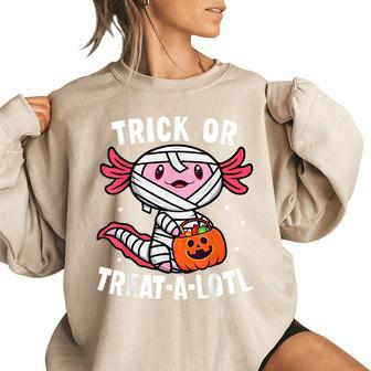 Trick Or Treat A Lotl Axolotl Mummy Halloween Toddler Kids Mummy Funny Gifts Women Oversized Sweatshirt | Mazezy