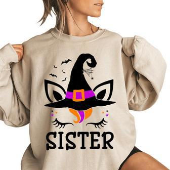 Witch Costume For Unicorn Sister Vintage Halloween Party Gifts For Sister Funny Gifts Women Oversized Sweatshirt | Mazezy