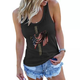 American By Birth Christian By Choice Dad By The Grace Women Flowy Tank - Seseable