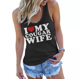 I Love My Cougar Wife I Heart My Cougar Wife Women Flowy Tank - Seseable