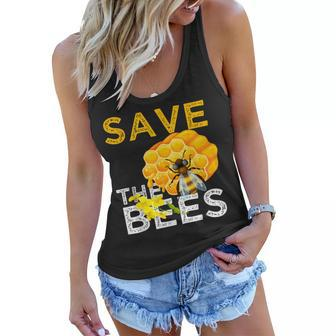 Savethe Bees Keeper Climatechange Flowers And Bees Themes Women Flowy Tank - Seseable