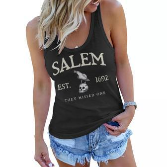 Vintage Salem 1692 They Missed One Witch Crow Bird Halloween Women Flowy Tank | Mazezy