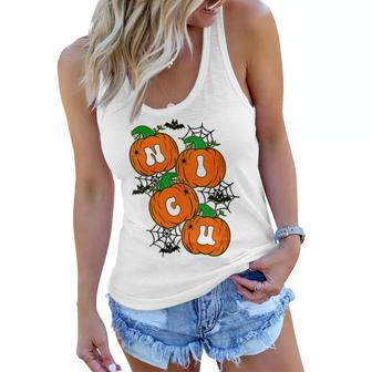 Retro Halloween Nicu Nurse Pumpkin Spooky Vibes Fall Vibes Women Flowy Tank | Mazezy