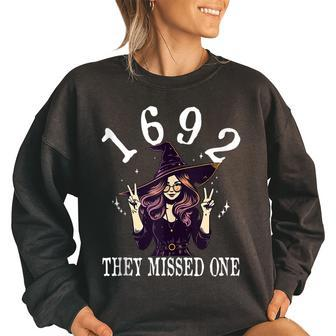 1692 They Missed One Witch Vintage Halloween Salem Women's Oversized Sweatshirt | Mazezy