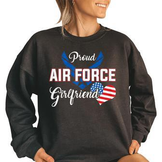Air Force Proud Girlfriend US Pride Military Pride Month Funny Designs Funny Gifts Women Oversized Sweatshirt | Mazezy