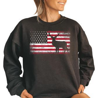American Flag 4Th Of July Deer Buck Vintage Men Women Usa Usa Funny Gifts Women Oversized Sweatshirt | Mazezy