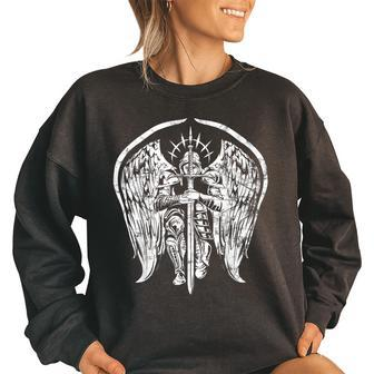 Angel Archangel Michael Warrior Gift Women Oversized Sweatshirt | Mazezy