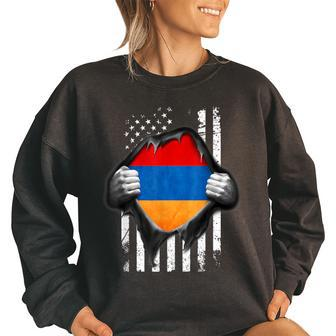 Armenian American Flag T Armenia National Flag Armenia Funny Gifts Women Oversized Sweatshirt | Mazezy UK