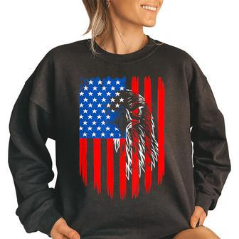 Bald Eagle 4Th Of July Christmas American Flag Patriotic Women Oversized Sweatshirt | Mazezy