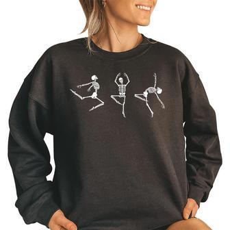 Ballerina Skeletons Dancing Halloween Ballerina Skeleton Women Oversized Sweatshirt | Mazezy