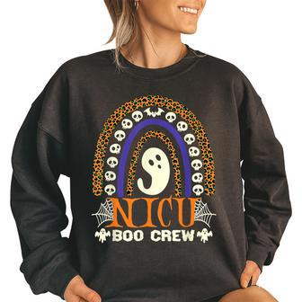 Boo Crew Nurse Halloween For Nicu Nurses Rn Ghost Women's Oversized Sweatshirt | Mazezy