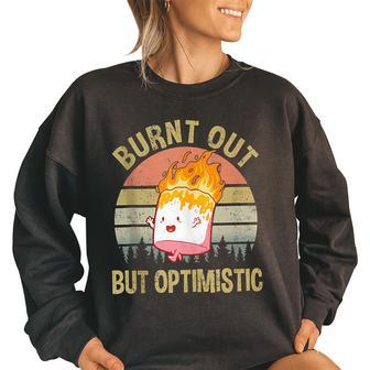 Burnt Out But Optimistic - Retro Vintage Sunset Women Oversized Sweatshirt | Mazezy